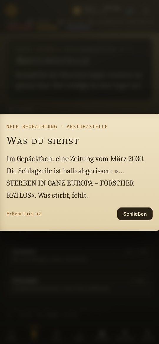 Eine Beobachtung: eine Zeitung mit abgerissener Schlagzeile