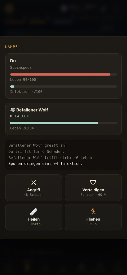 Kampf gegen einen befallenen Wolf
